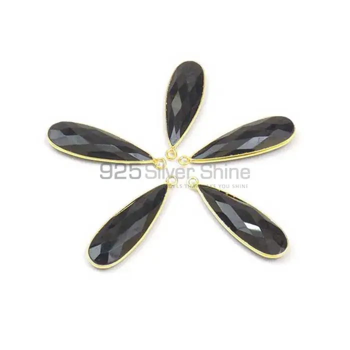 Black Onyx Pear Gemstone Single Bail Bezel Sterling Silver Gold Vermeil Connector 925GC141_2
