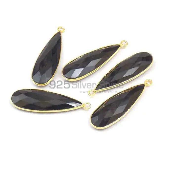 Black Onyx Pear Gemstone Single Bail Bezel Sterling Silver Gold Vermeil Connector 925GC141_4