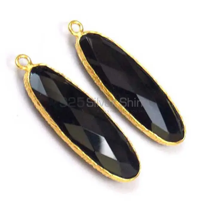 Black Onyx Pear Gemstone Single Bail Bezel Sterling Silver Gold Vermeil Connector 925GC170-1_1