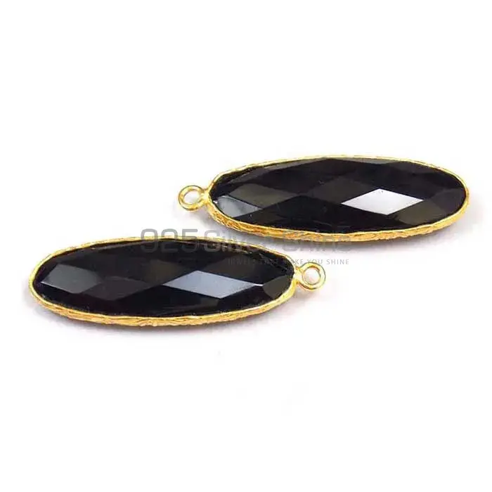 Black Onyx Pear Gemstone Single Bail Bezel Sterling Silver Gold Vermeil Connector 925GC170-1_3