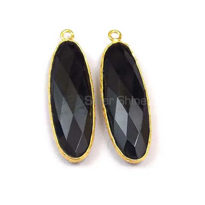 Black Onyx Pear Gemstone Single Bail Bezel Sterling Silver Gold Vermeil Connector 925GC170-1_4
