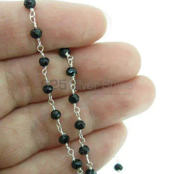 Black onyx rosary chain. "Wire Wrapped 1 Feet Roll Chain" 925RC229_0
