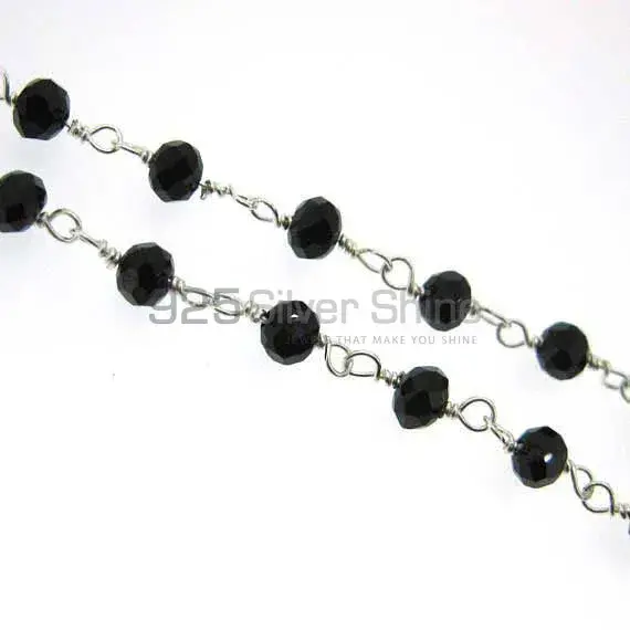 Black onyx rosary chain. "Wire Wrapped 1 Feet Roll Chain" 925RC229_1