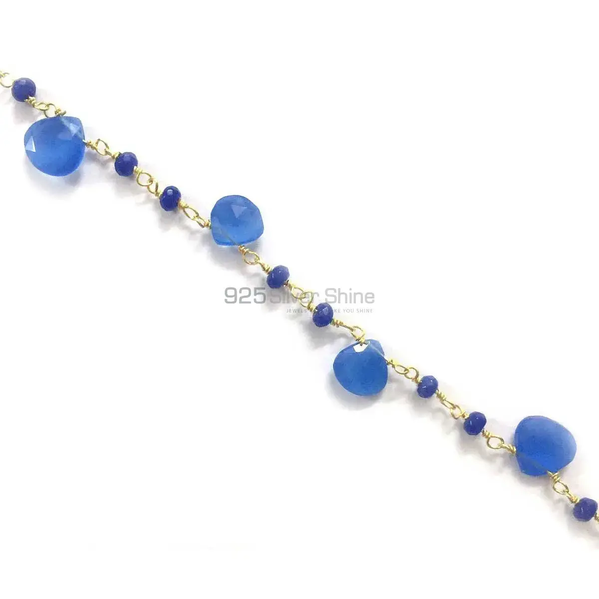 Blue Chalcedony Gemstone Rosary Chain. "Wire Wrapped 1 Feet Roll Chain" 925RC187_0