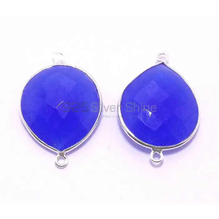 Blue Chalcedony Heart Gemstone Double Bail Bezel Sterling Silver Gemstone Connector 925GC215_0