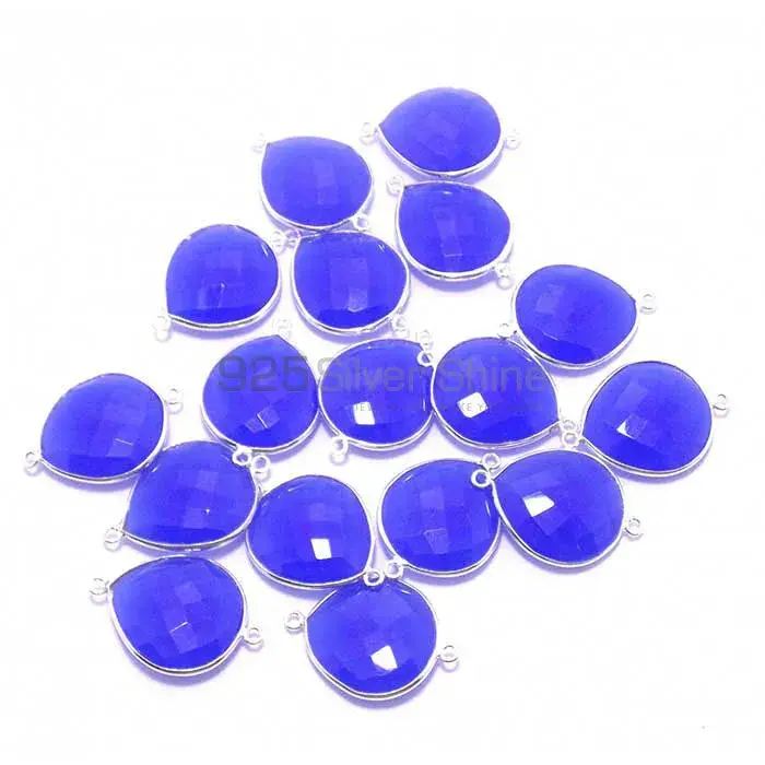 Blue Chalcedony Heart Gemstone Double Bail Bezel Sterling Silver Gemstone Connector 925GC215_2