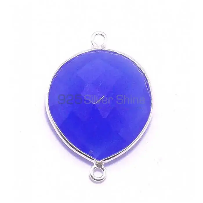Blue Chalcedony Heart Gemstone Double Bail Bezel Sterling Silver Gemstone Connector 925GC215_3