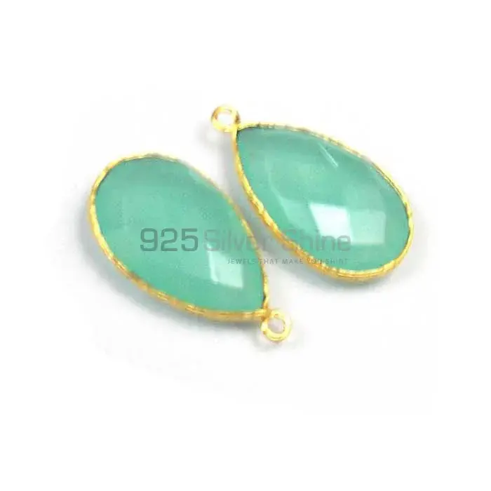 Blue Chalcedony Pear Gemstone Single Bail Bezel Sterling Silver Gold Vermeil Connector 925GC170_0
