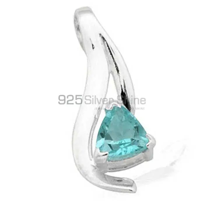 Blue Topaz Gemstone Handmade Pendants In 925 Sterling Silver Jewelry 925SP1591_1
