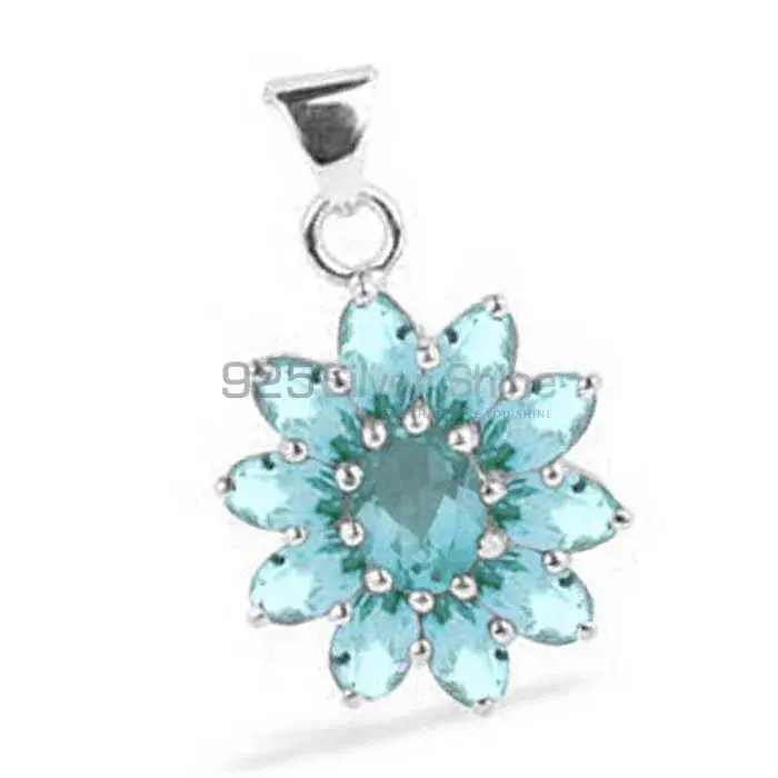 Blue Topaz Gemstone Handmade Pendants In 925 Sterling Silver Jewelry 925SP1641_0
