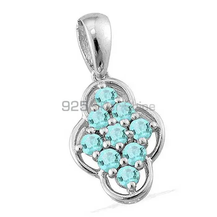 Blue Topaz Gemstone Handmade Pendants In 925 Sterling Silver Jewelry 925SP1691_1