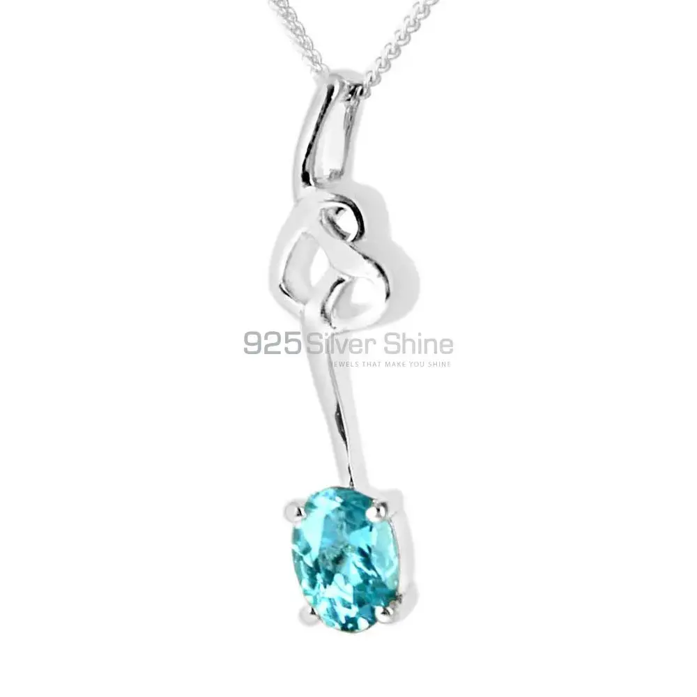 Blue Topaz Gemstone Handmade Pendants In 925 Sterling Silver Jewelry 925SP225-1_0