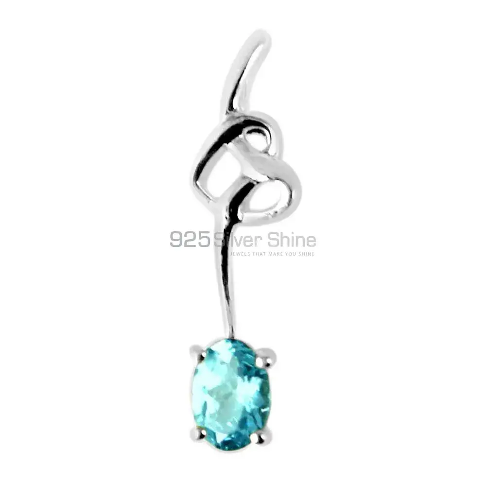 Blue Topaz Gemstone Handmade Pendants In 925 Sterling Silver Jewelry 925SP225-1_1