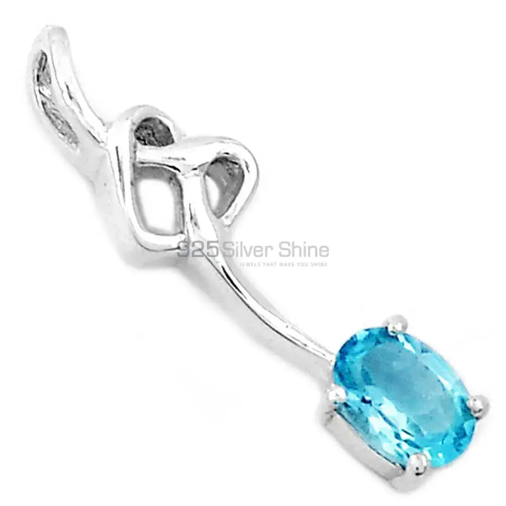 Blue Topaz Gemstone Handmade Pendants In 925 Sterling Silver Jewelry 925SP225-1_2