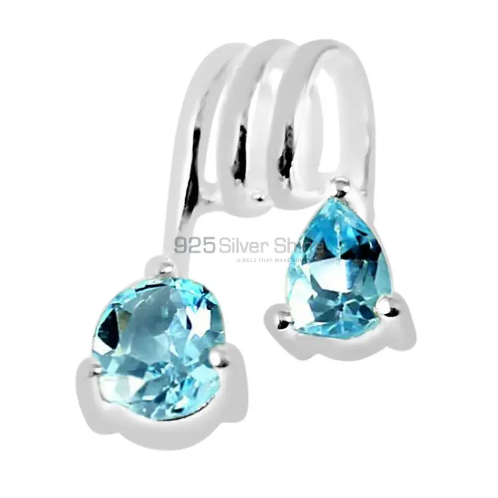 Blue Topaz Gemstone Handmade Pendants In 925 Sterling Silver Jewelry 925SP264-6_0