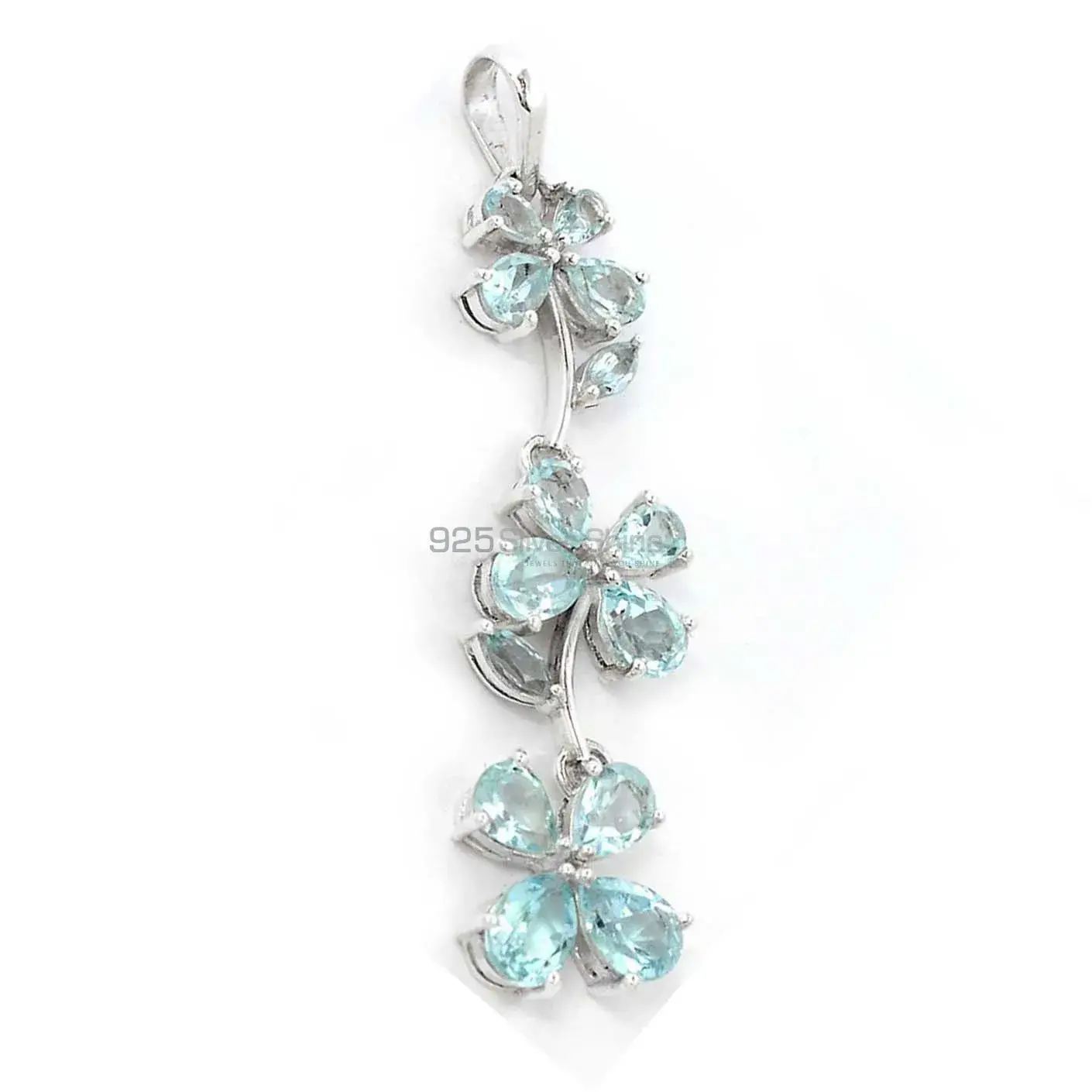 Blue Topaz Gemstone Handmade Pendants In 925 Sterling Silver Jewelry 925SSP329-1_2