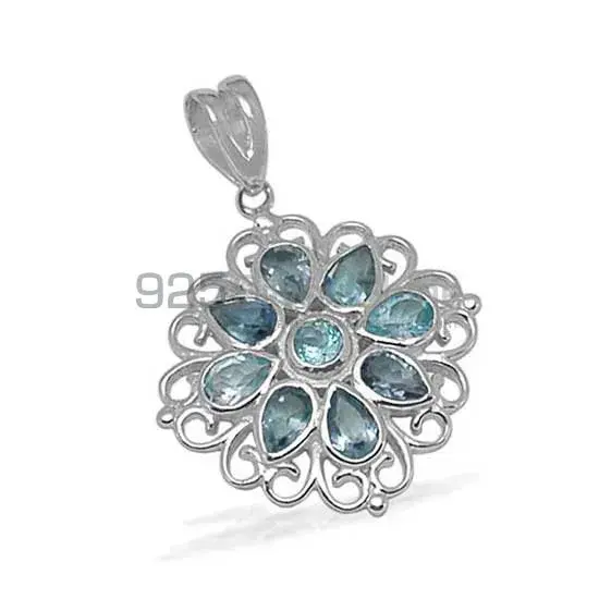 Blue Topaz Gemstone Pendants In 925 Solid Silver Jewelry 925SP1394_1