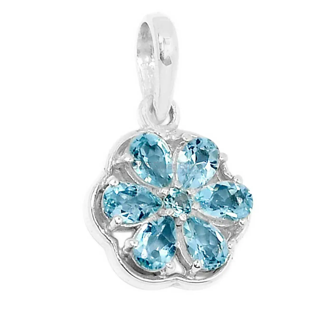Blue Topaz Gemstone Pendants In 925 Solid Silver Jewelry 925SP294-4_1