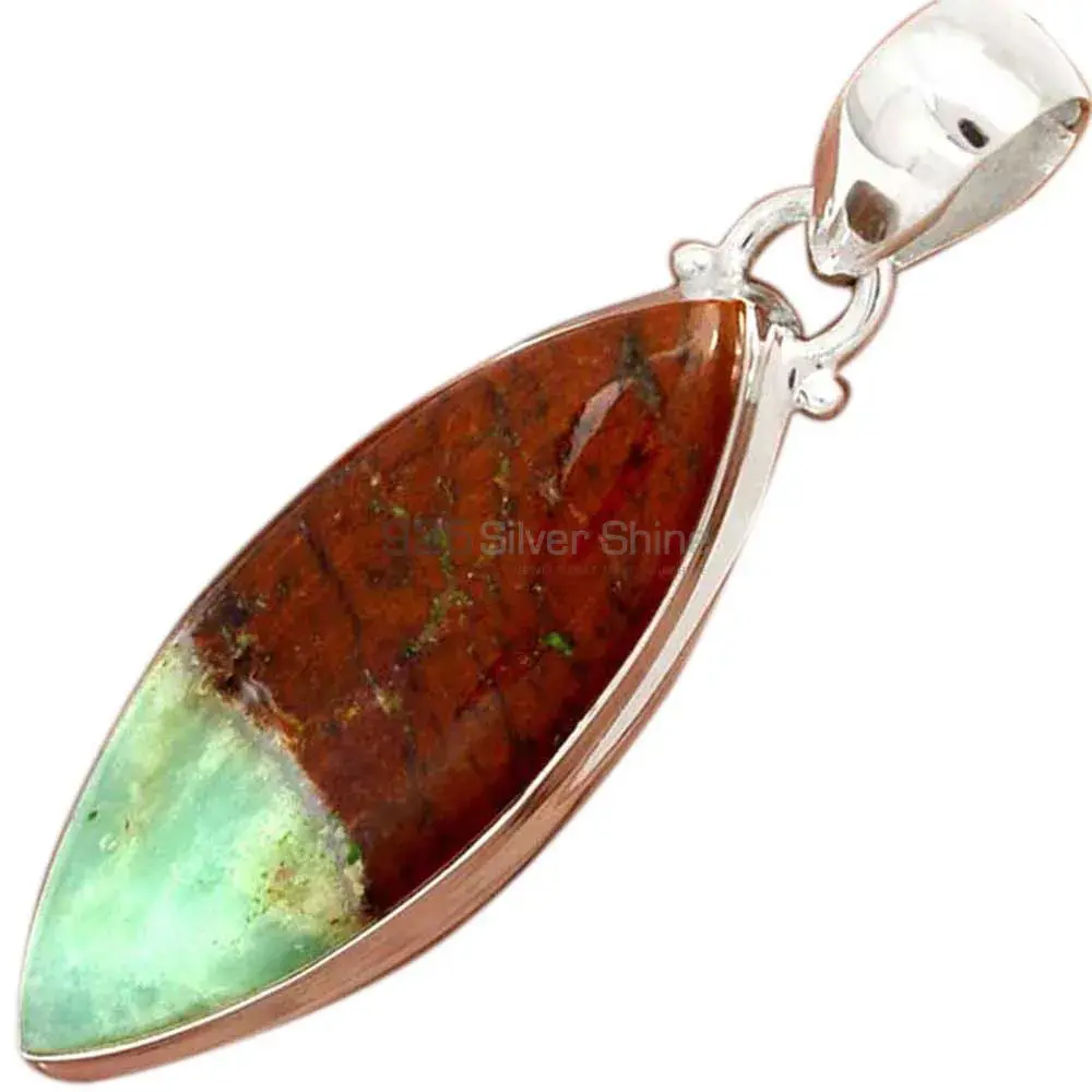 Boulder Chrysoprase Gemstone Pendants In Fine Sterling Silver Jewelry 925SP168_1