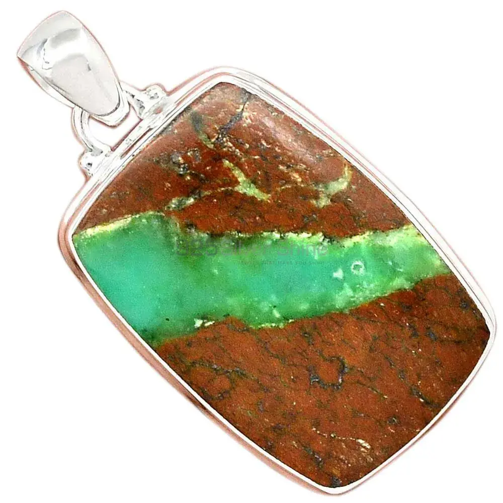 Boulder Chrysoprase Gemstone Pendants In Fine Sterling Silver Jewelry 925SP168_16