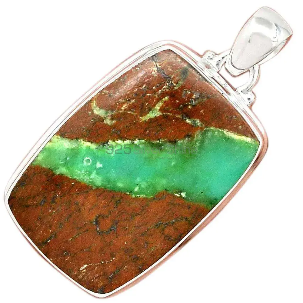 Boulder Chrysoprase Gemstone Pendants In Fine Sterling Silver Jewelry 925SP168_17