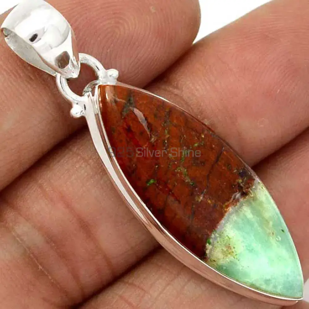 Boulder Chrysoprase Gemstone Pendants In Fine Sterling Silver Jewelry 925SP168_19