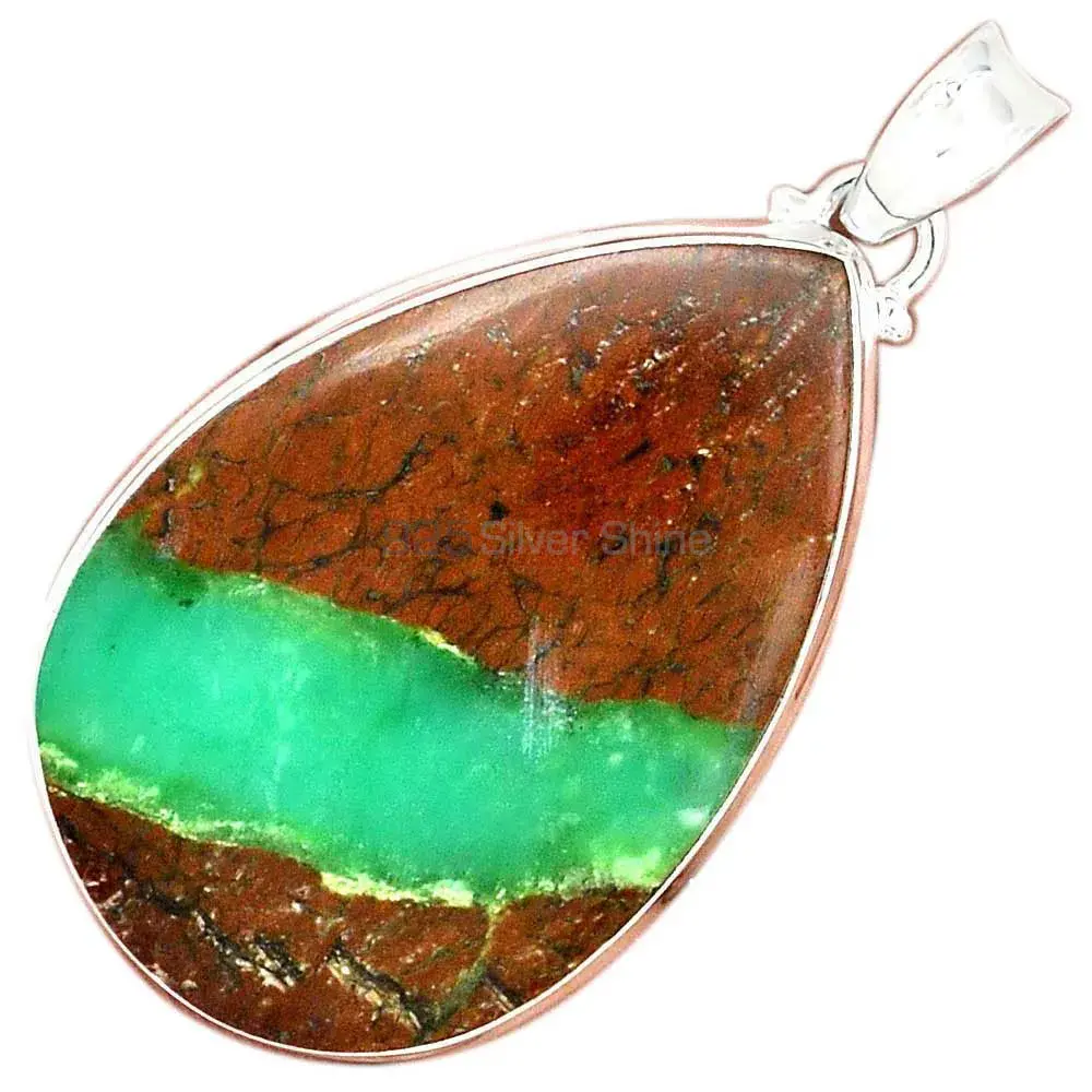 Boulder Chrysoprase Gemstone Pendants In Fine Sterling Silver Jewelry 925SP168_5