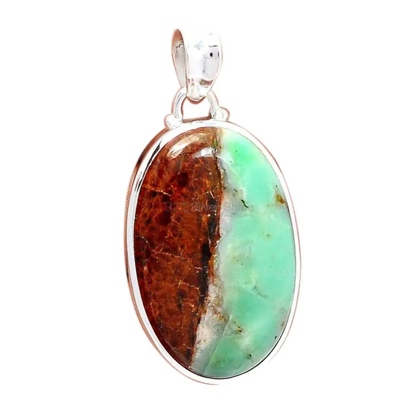 Boulder Chrysoprase Gemstone Pendants In Fine Sterling Silver Jewelry 925SP168_6