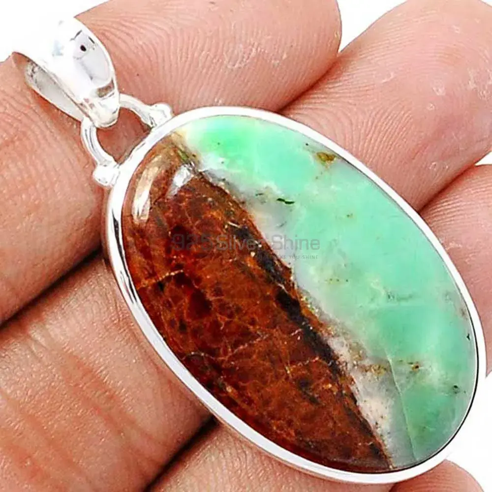 Boulder Chrysoprase Gemstone Pendants In Fine Sterling Silver Jewelry 925SP168_7