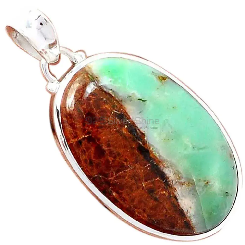 Boulder Chrysoprase Gemstone Pendants In Fine Sterling Silver Jewelry 925SP168_8