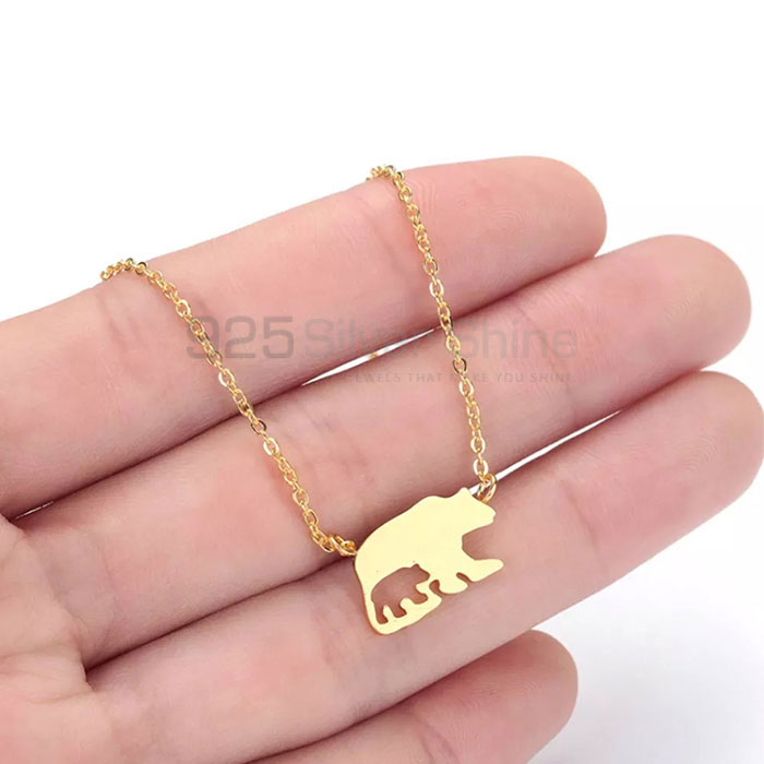 Bruin Bear Necklace, Animal Minimalist Necklace In 925 Sterling Silver AMN148_0