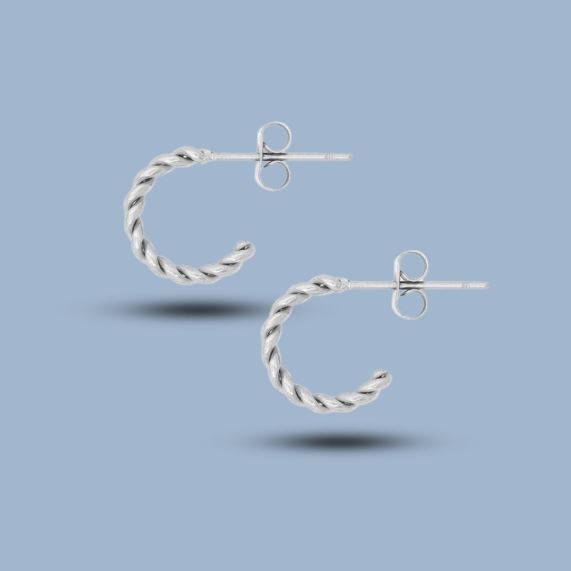 Bubble Creole 925 Sterling Silver Twisted Hoop Earrings 925She292_0