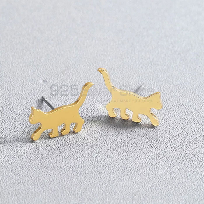Cat Earring, Animal Minimalist Earring In 925 Sterling Silver AME84_1