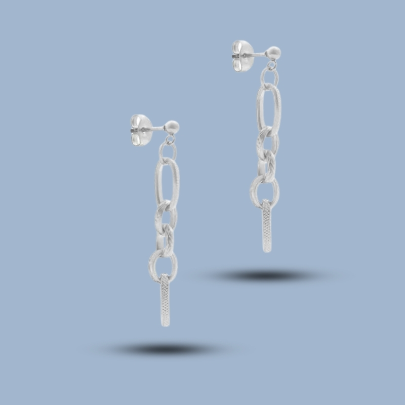 Chain Design 925 Sterling Silver Polly Stud Earring 925She330_0