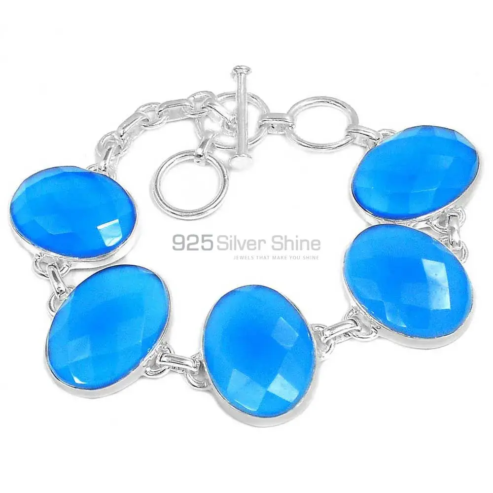 Chalcedony Gemstone Bracelets In 925 Solid Silver Jewelry 925SB263-2_1