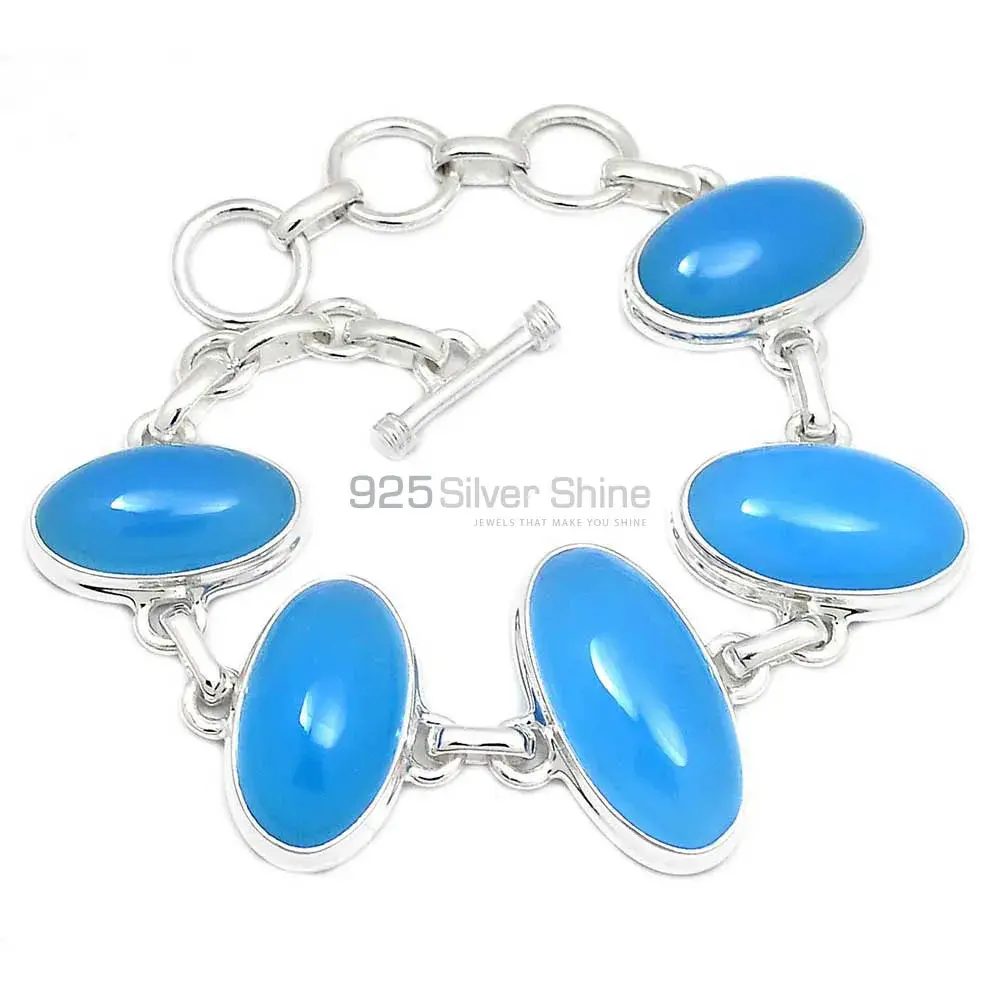 Chalcedony Gemstone Bracelets In Fine Sterling Silver Jewelry 925SB263-1_2