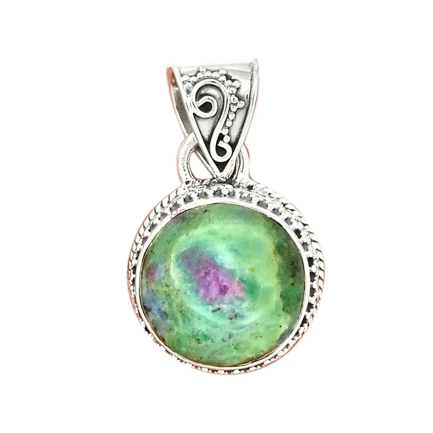Natural Ruby Zoisite Gemstone Pendant In Sterling Silver Jewelry 925SPR01_2