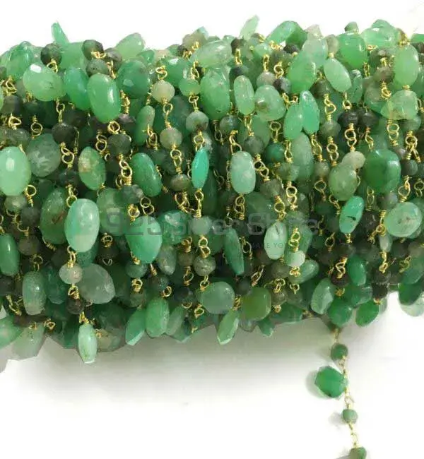 Chrysoprase Gemstone Rosary Chain. "Wire Wrapped 1 Feet Roll Chain" 925RC188_0