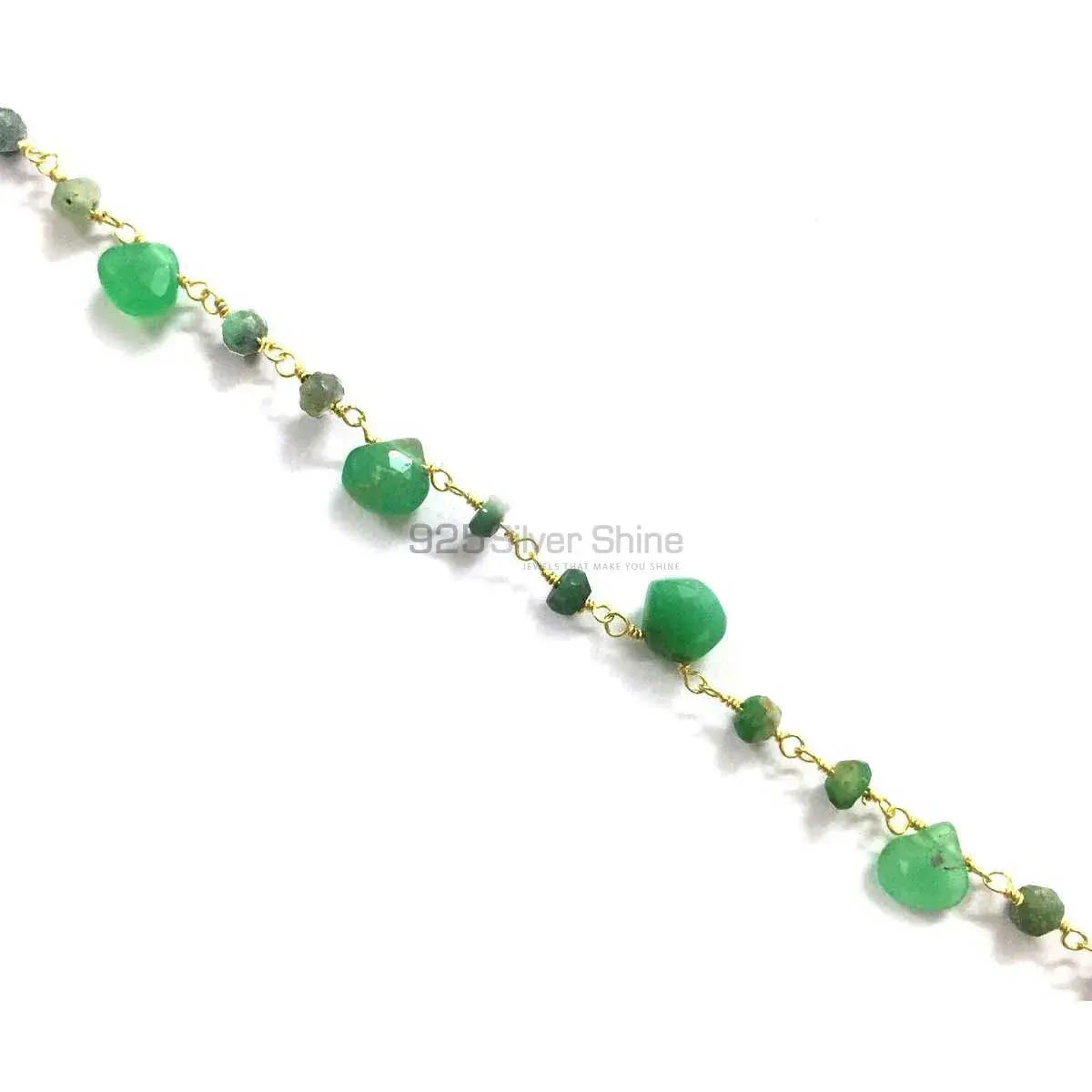 Chrysoprase Gemstone Rosary Chain. "Wire Wrapped 1 Feet Roll Chain" 925RC188_2