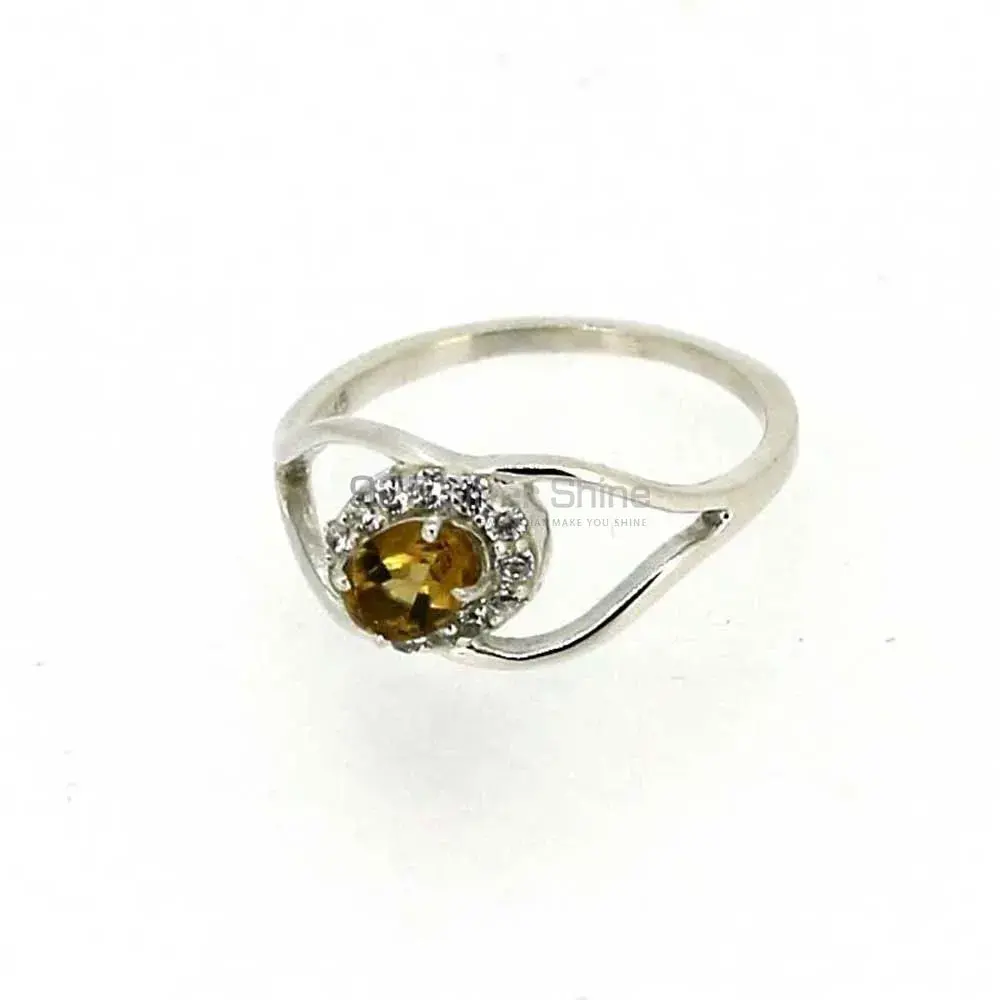 Faceted Citrine Gemstone Silver Rings 925SR044-1_1