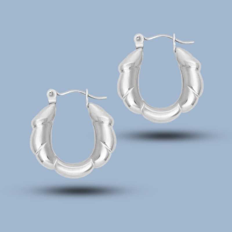 Classic Creole 925 Sterling Silver French Lock Hoop Earrings 925She271_0