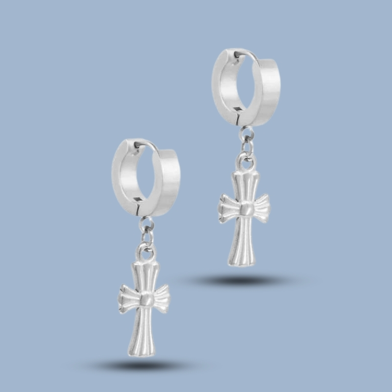 Cross Charm 925 Sterling Silver Stacking Hoop Set 925She126_0