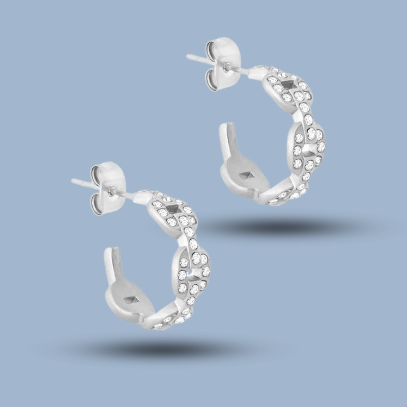 Curb Chain Huggie 925 Sterling Silver Bridesmaid Hoop Earring 925She221_0