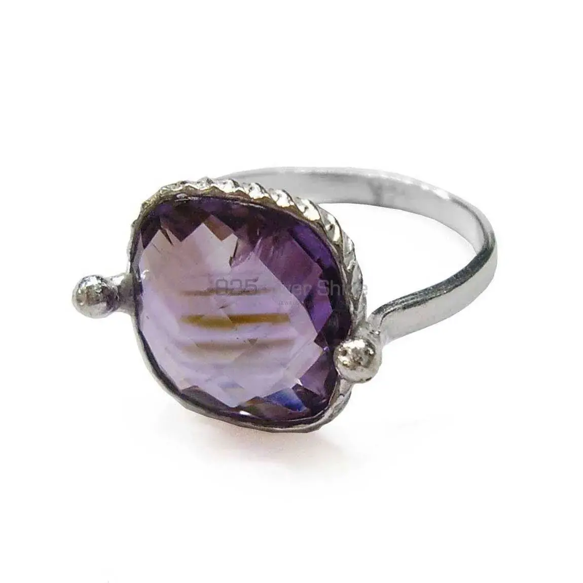 Cushion Shape Amethyst Silver Rings 925SR2363_1