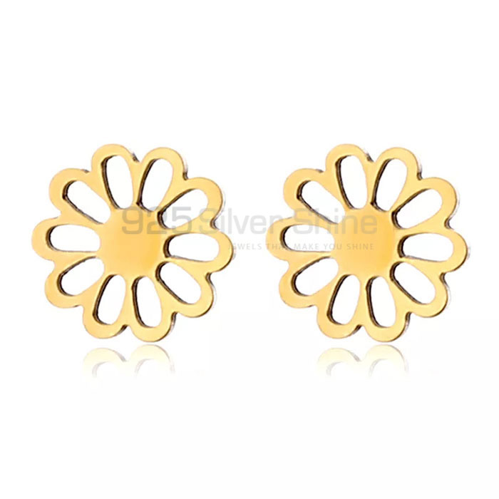 Custom Flower Minimalist Stud Earring In Sterling Silver FWME195_0