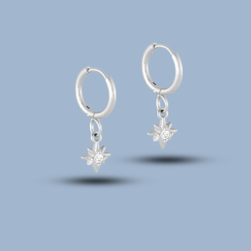 Cz Gemstone Sunrise Charm 925 Sterling Silver Helix Earring Hoop 925She321_0