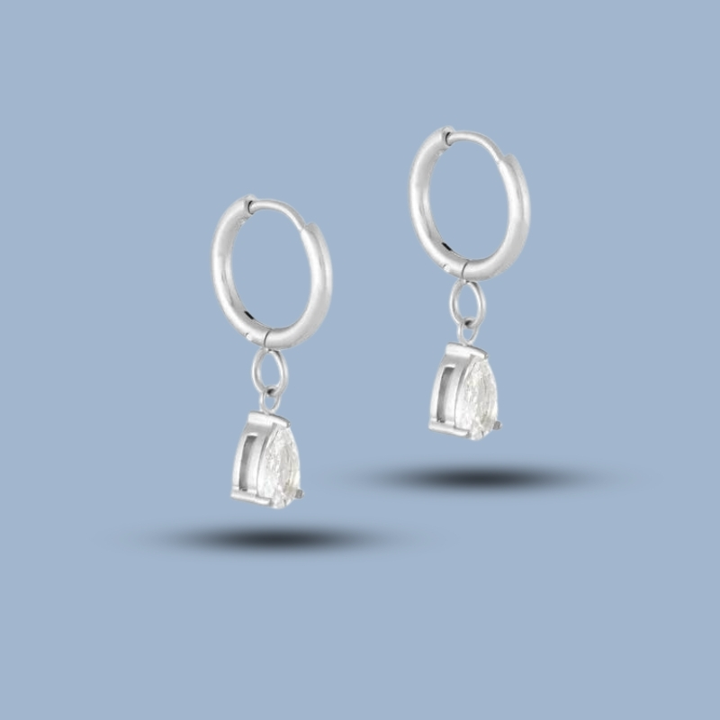 Cz Gemstone With 925 Sterling Silver Cartilage Hoop Earring 925She314_0