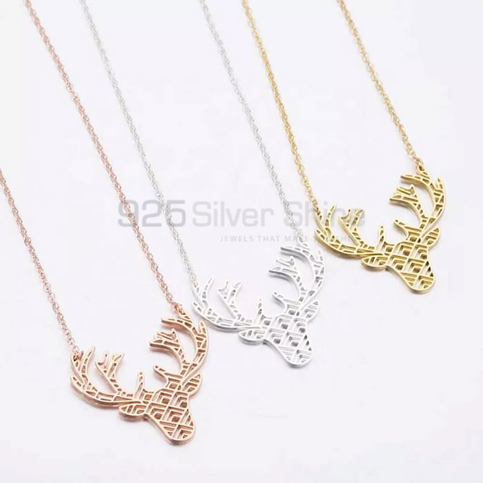 Delicate Deer Necklace, Animal Minimalist Necklace In 925 Sterling Silver AMN190_0