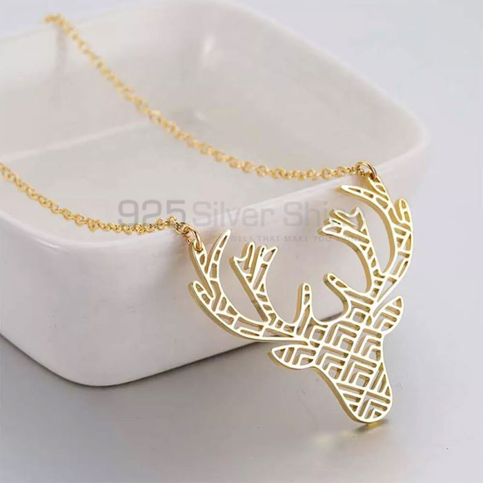 Delicate Deer Necklace, Animal Minimalist Necklace In 925 Sterling Silver AMN190_1