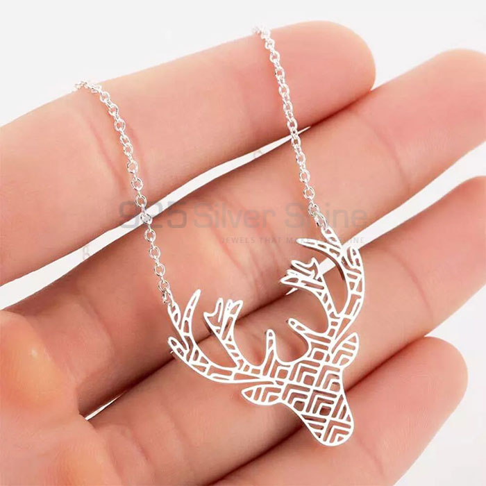 Delicate Deer Necklace, Animal Minimalist Necklace In 925 Sterling Silver AMN190_2
